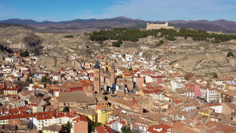 Calatayud-aerial-view-Spain-Santa-Maria-church-sunny-day-historical-city
